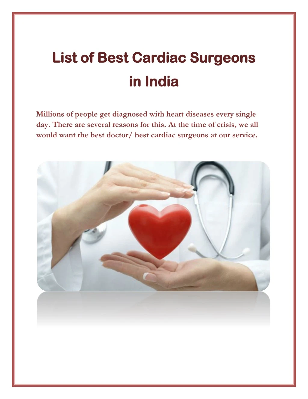 list of best cardiac surgeons list of best