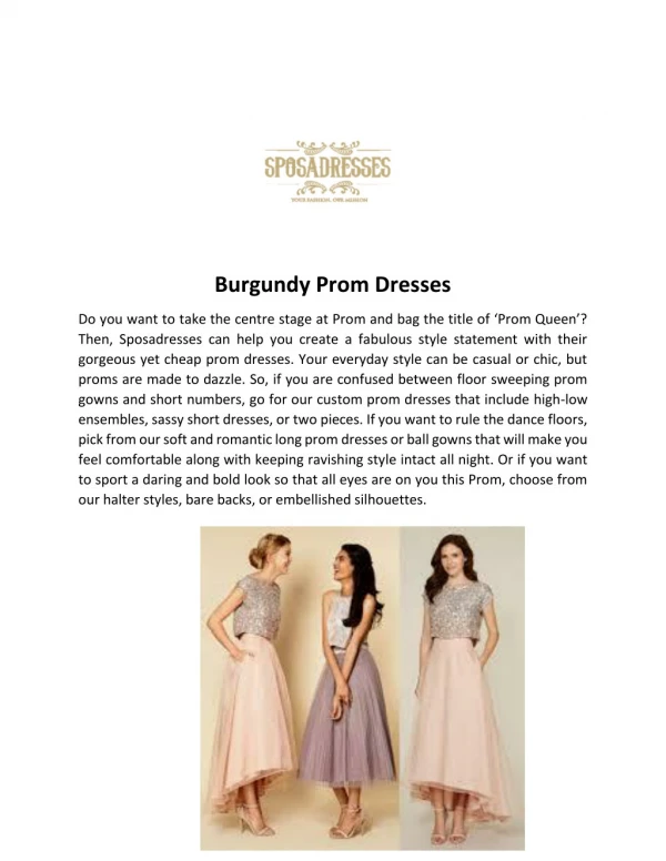 Burgundy Prom Dresses - Sposadresses