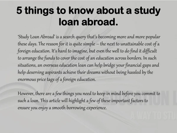 5 things to know about a study loan abroad.