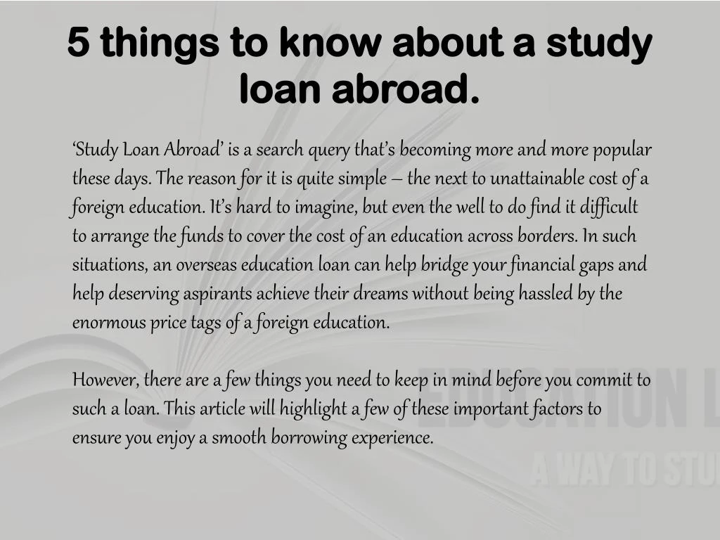 5 things to know about a study loan abroad
