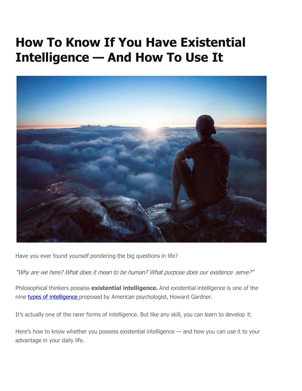 how to know if you have existential intelligence and how to use it