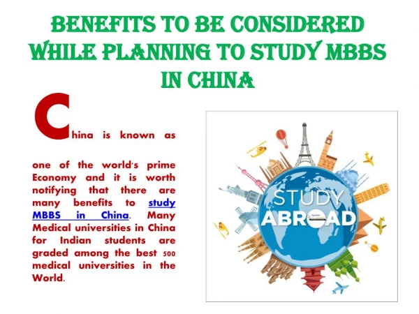 Benefits to be Considered While Planning to Study MBBS in China