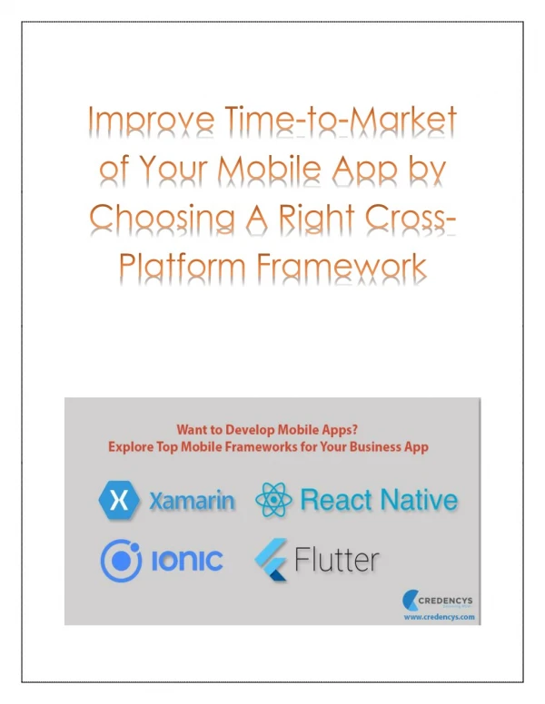 Improve Time-to-Market of Your Mobile App by Choosing A Right Cross-Platform Framework