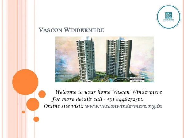 Vascon Windermere Offers 3Bhk, 4Bhk, 5Bhk flats for Sale in Koregaon Park Pune