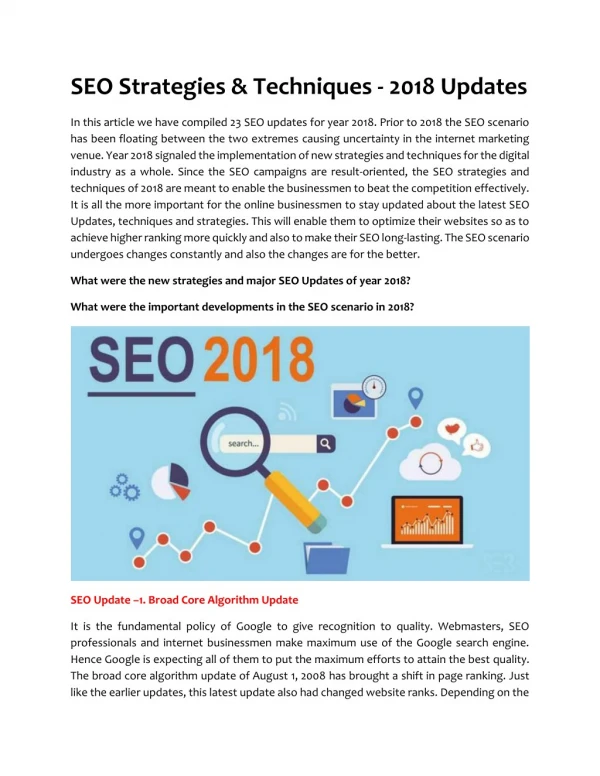 SEO Strategies & Techniques - 2018 Updates