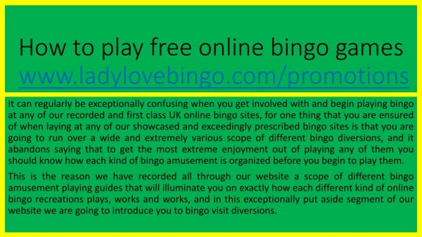 How to play free online bingo games