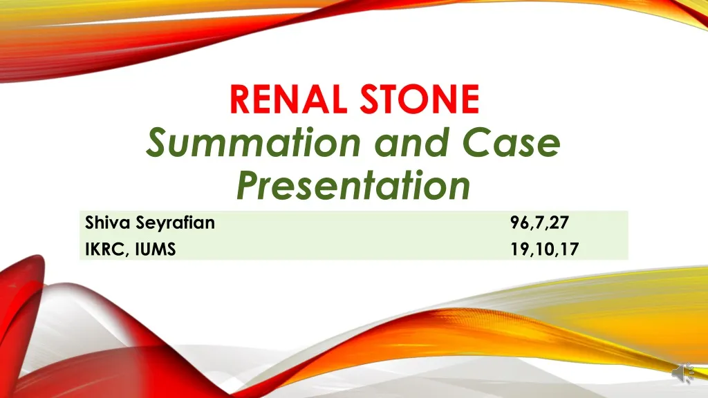 renal stone summation and case presentation