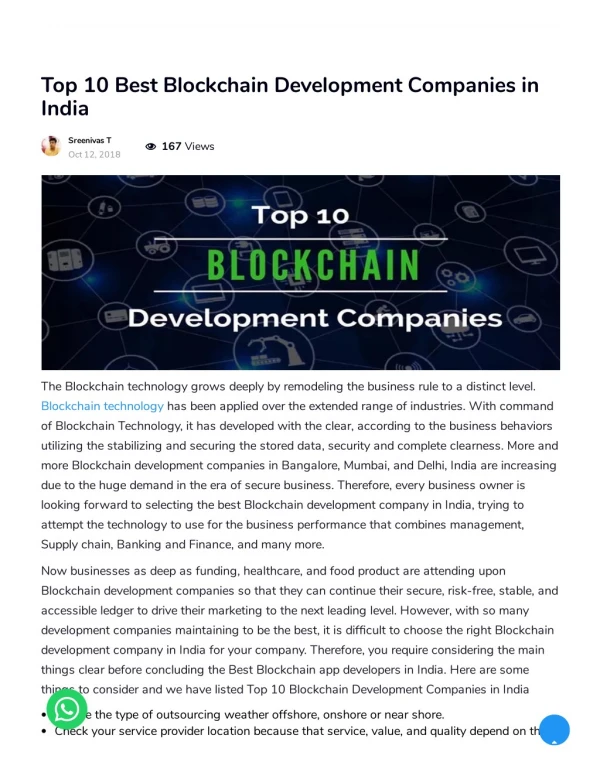 Block chain Developer Company in India