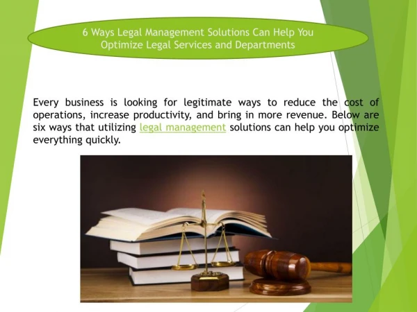 6 Ways Legal Management Solutions Can Help You Optimize Legal Services and Departments