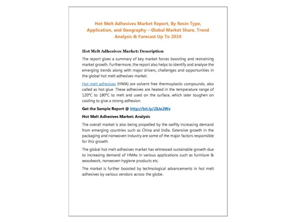 Hot Melt Adhesives Market by Regional Analysis, Key Players and Forecast 2024