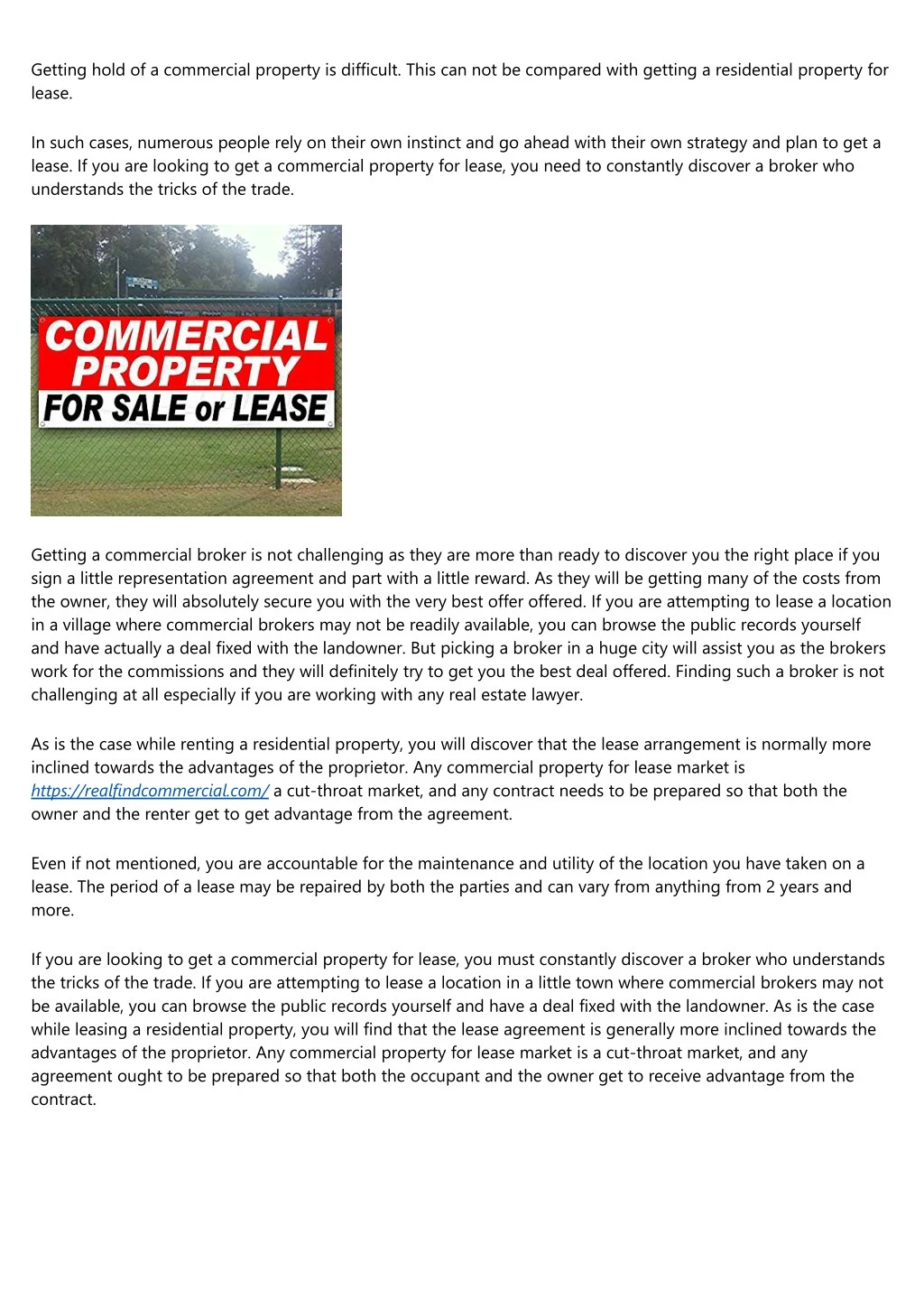 getting hold of a commercial property