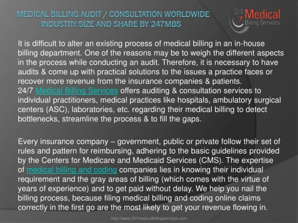 Medical Billing Audit / Consultation Worldwide Industry Size and Share by 247MBS