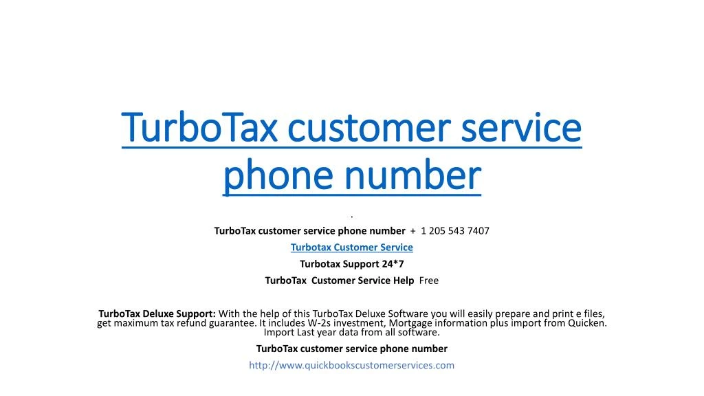 turbotax customer service phone number