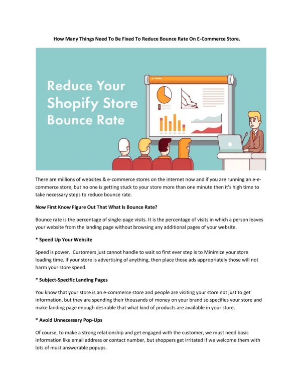 How Many Things Need To Be Fixed To Reduce Bounce Rate On E-Commerce Store?