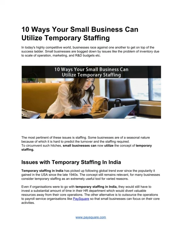 10 Ways Your Small Business Can Utilize Temporary Staffing