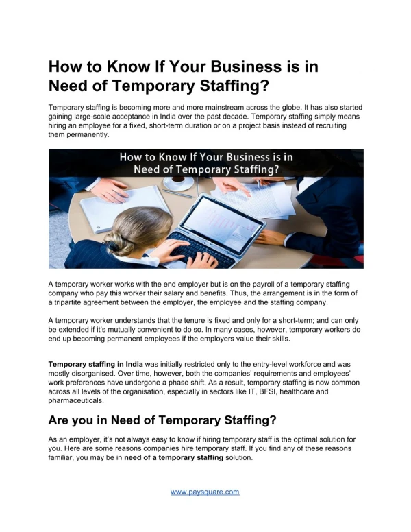 How to Know If Your Business is in Need of Temporary Staffing?