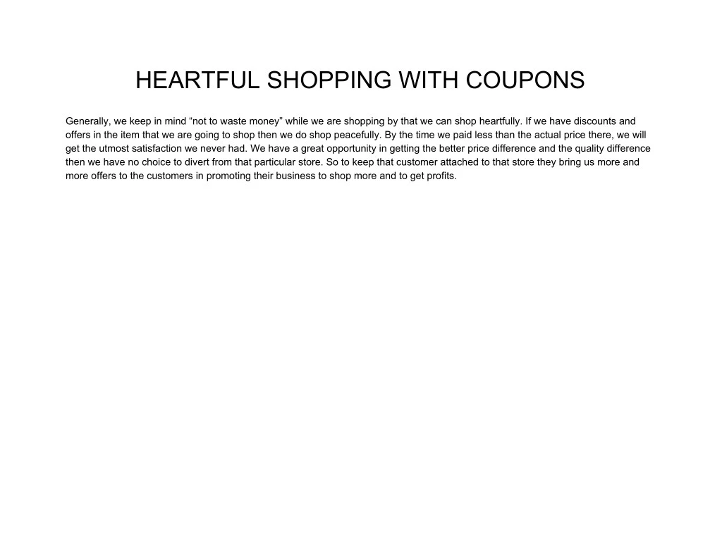 heartful shopping with coupons