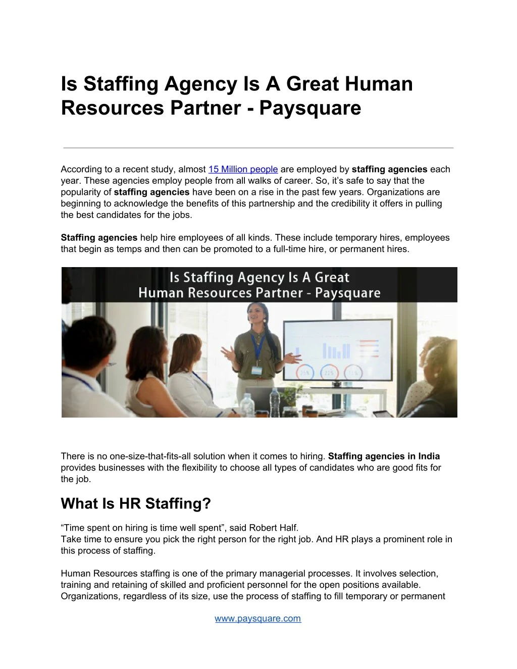 is staffing agency is a great human resources