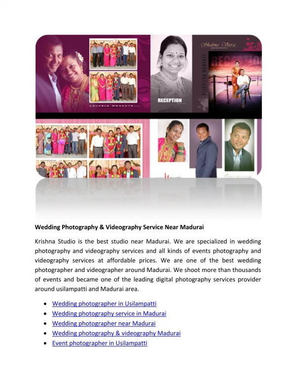 Wedding Photography & Videography Service Near Madurai