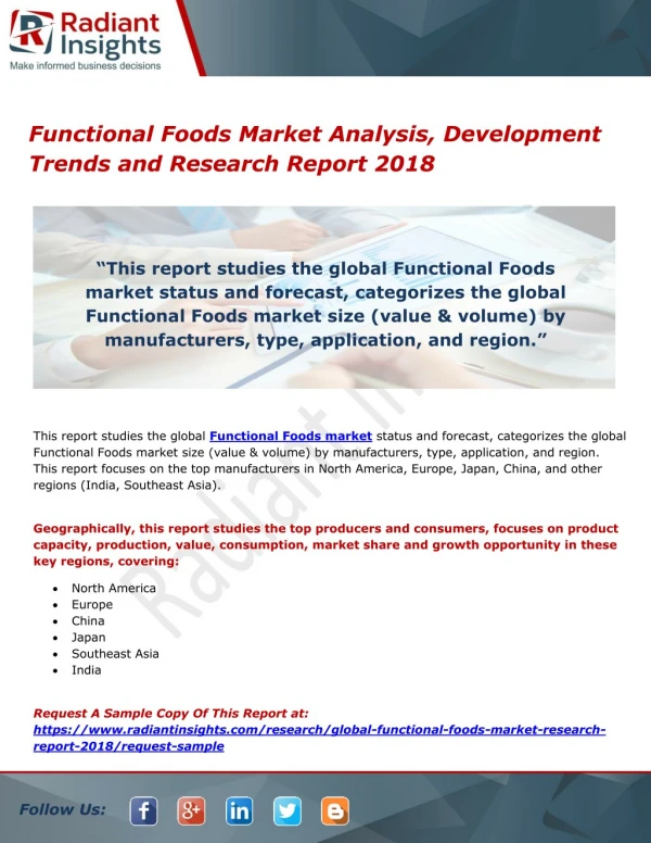 Functional Foods Market Analysis, Development Trends and Research Report 2018