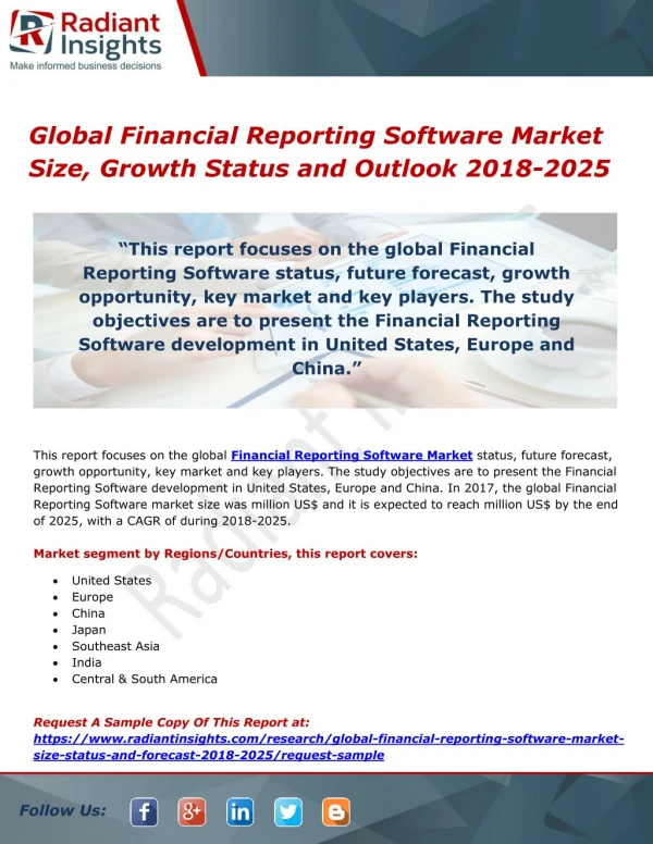 Global Financial Reporting Software Market Size, Growth Status and Outlook 2018-2025