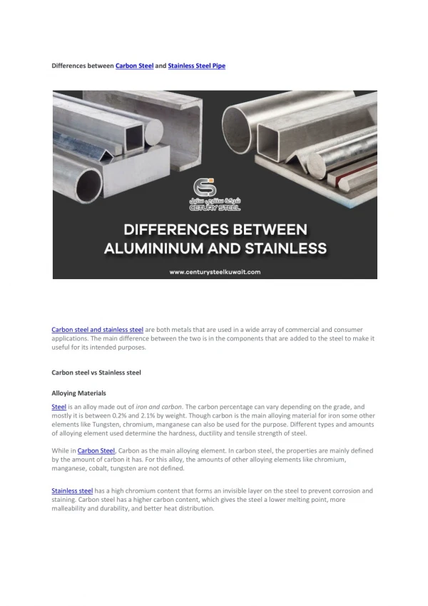 Differences between Carbon Steel and Stainless Steel Pipe-copy-1
