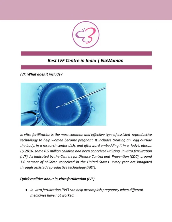 Best IVF Centre in India | ElaWoman