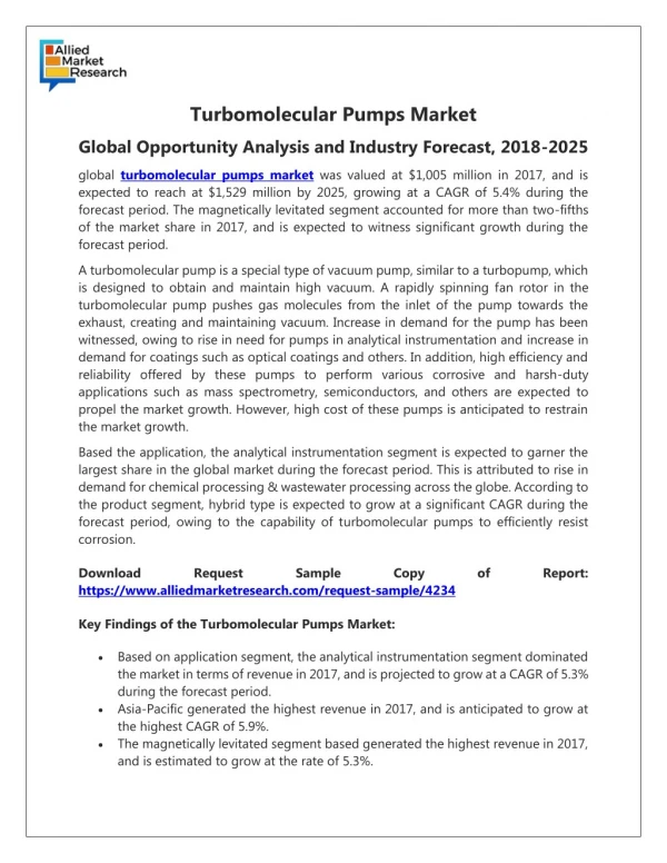 Turbomolecular Pumps Market Overview Forecast 2025