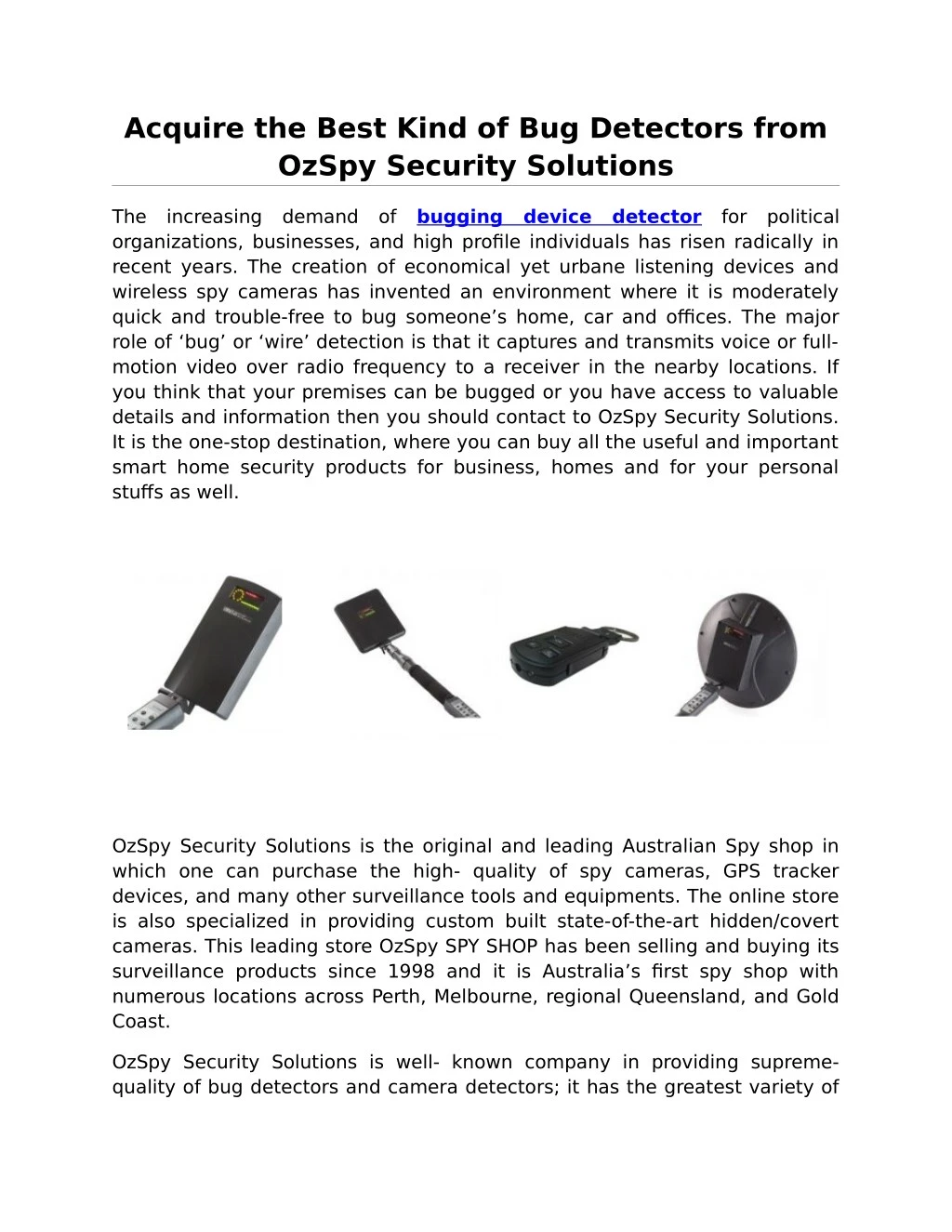 acquire the best kind of bug detectors from ozspy