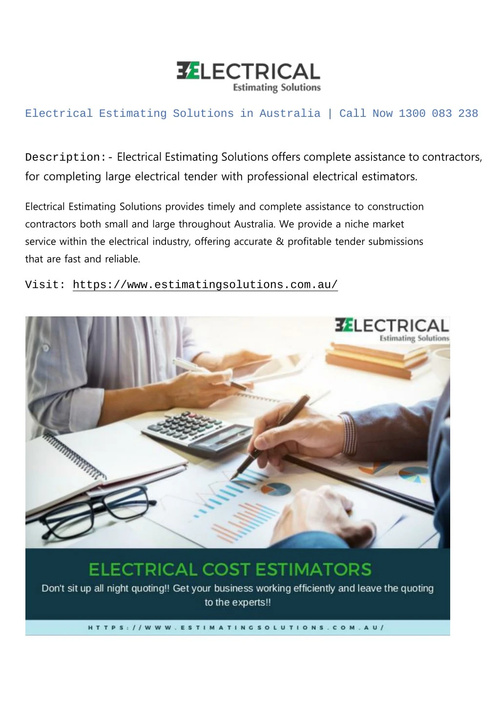 electrical estimating solutions in australia call