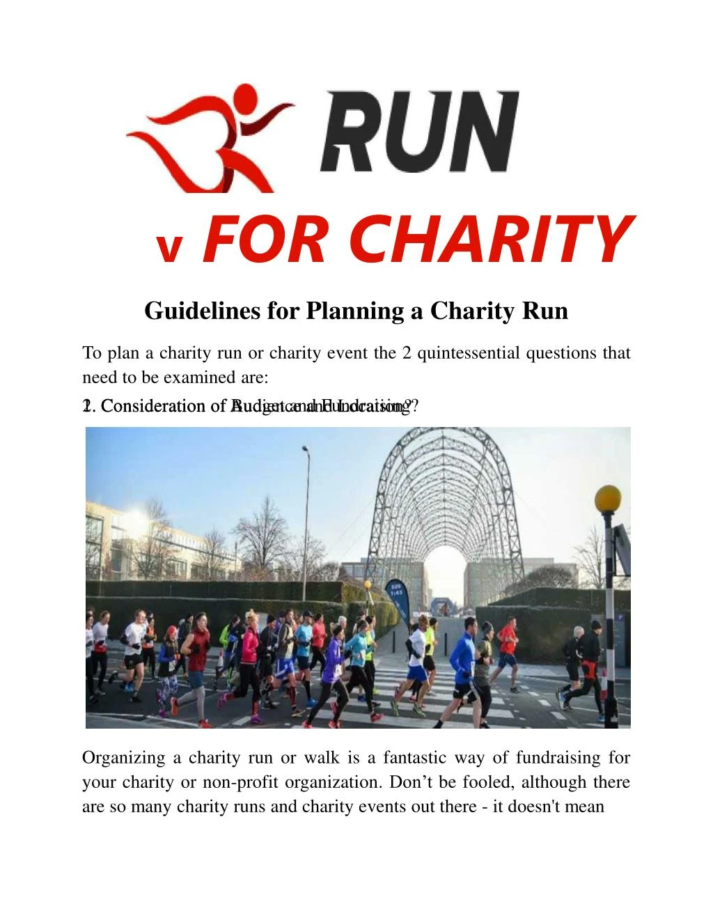 v for charity guidelines for planning a charity