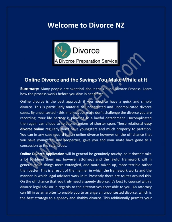 Online Divorce Application at divorcenz