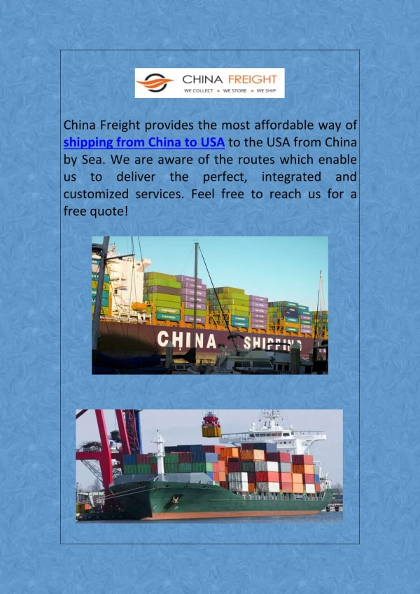 Ship from China to USA | China Freight Forwarder