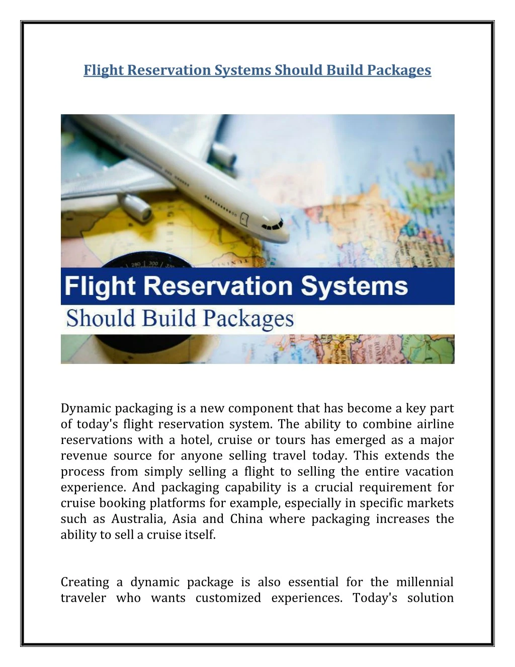 flight reservation systems should build packages