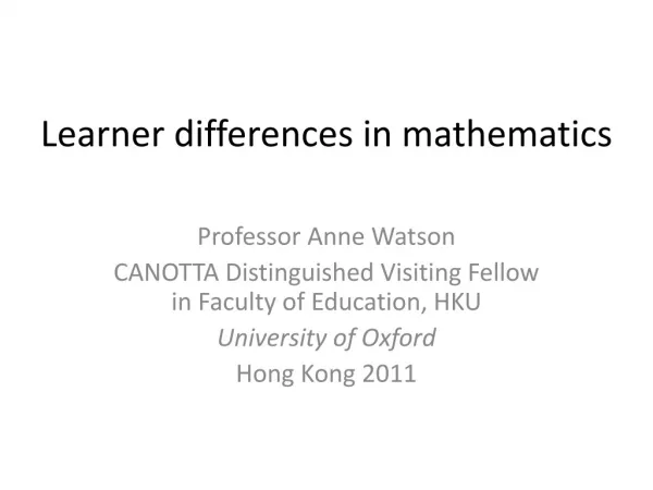 Learner differences in mathematics
