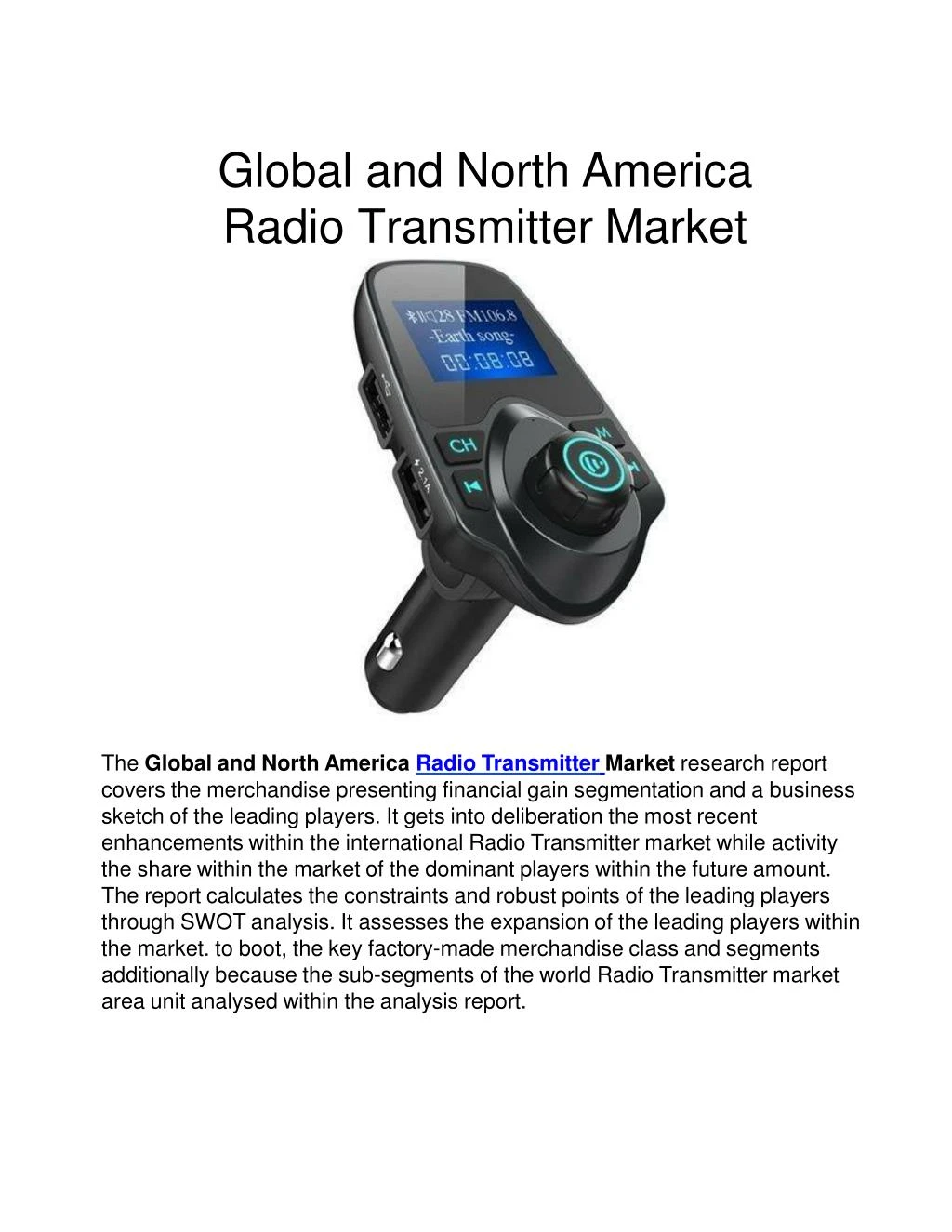 global and north america radio transmitter market