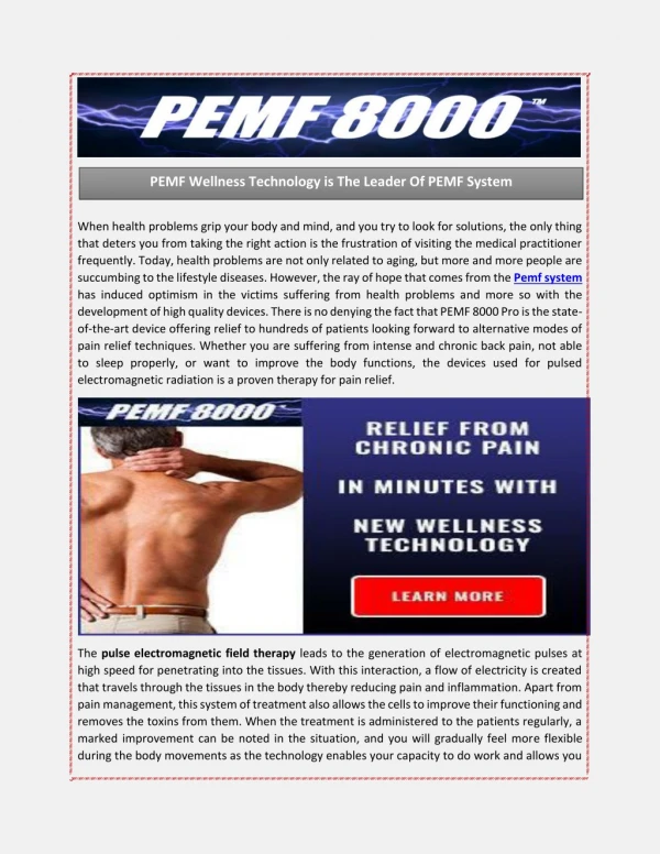 PEMF Wellness Technology is The Leader Of PEMF System