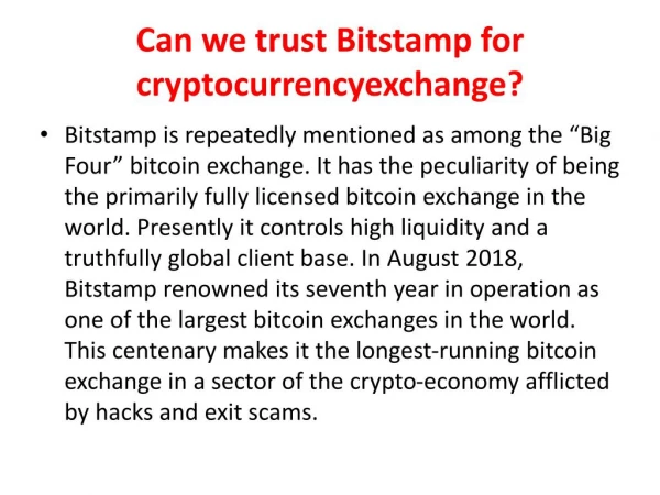 Can we trust Bitstamp for cryptocurrencyexchange?