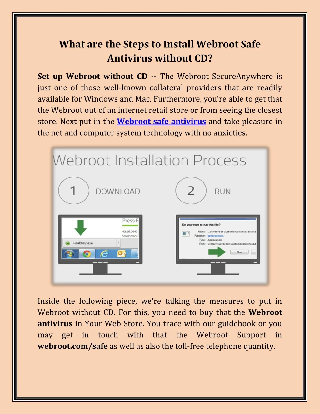 what are the steps to install webroot safe