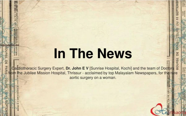 Cardiothoracic Surgeon Dr. John E V, Jubilee Mission Hospital Doctors - In The News