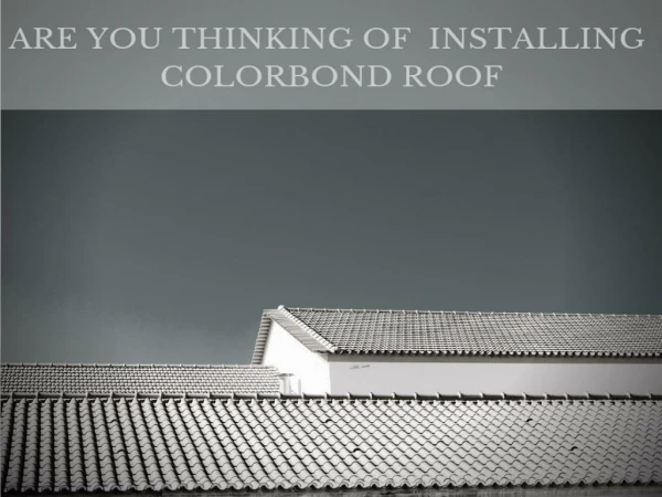 Are You Thinking Of Installing Colorbond Roofs?