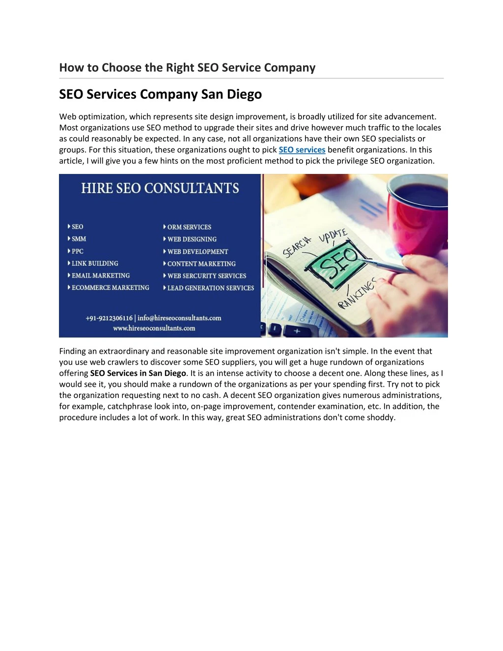 how to choose the right seo service company