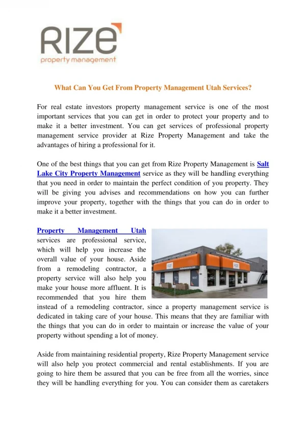 What Can You Get From Property Management Utah Services