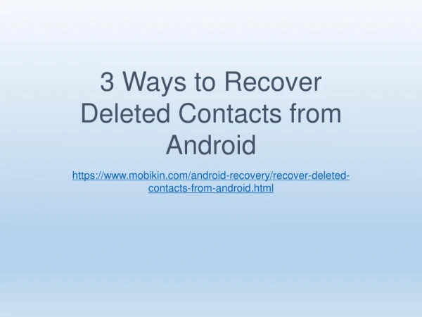 3 Ways to Recover Deleted Contacts from Android