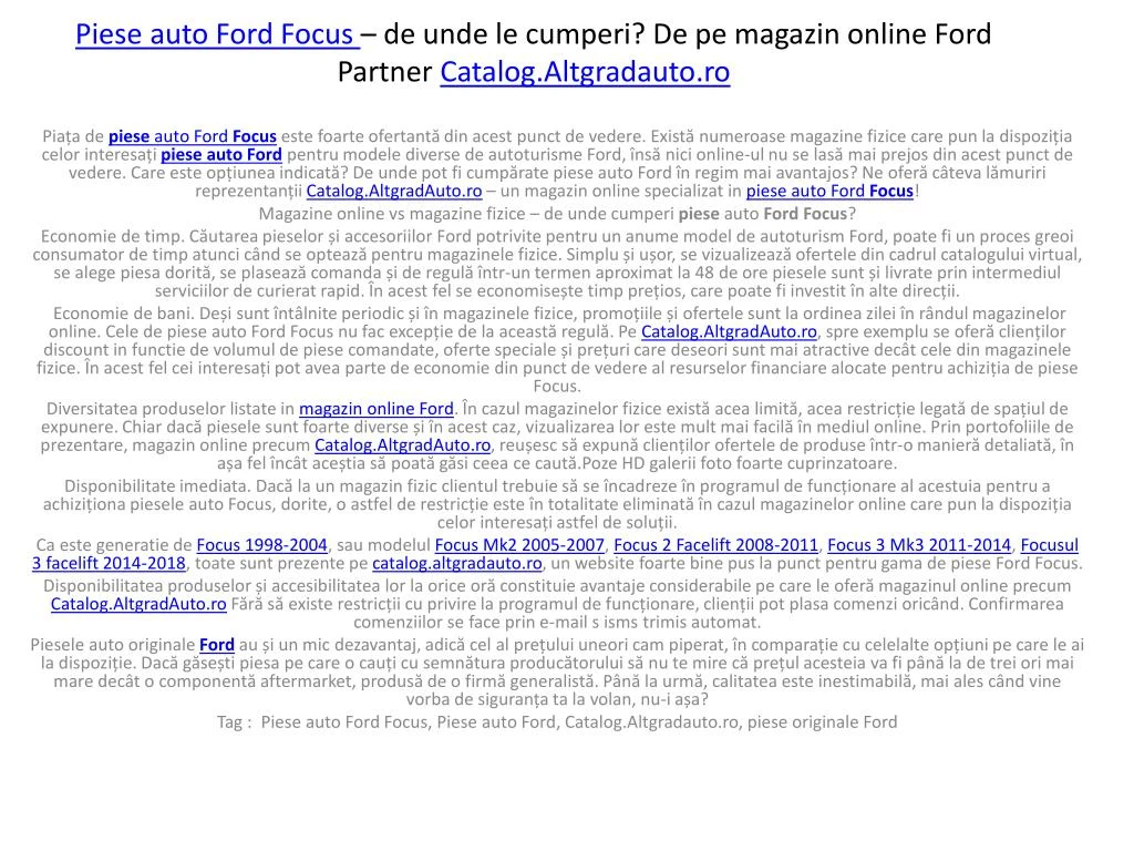 piese auto ford focus de unde le cumperi de pe magazin online ford partner catalog altgradauto ro