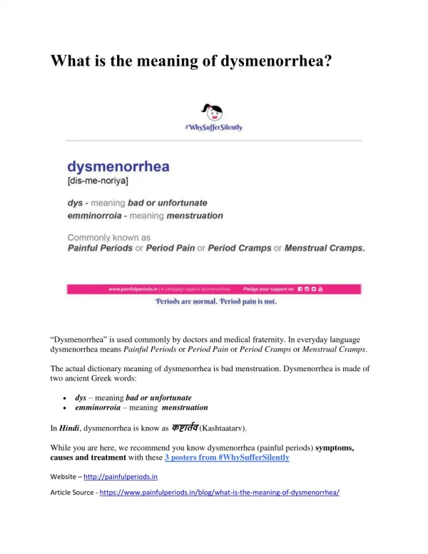 What is the meaning of dysmenorrhea?