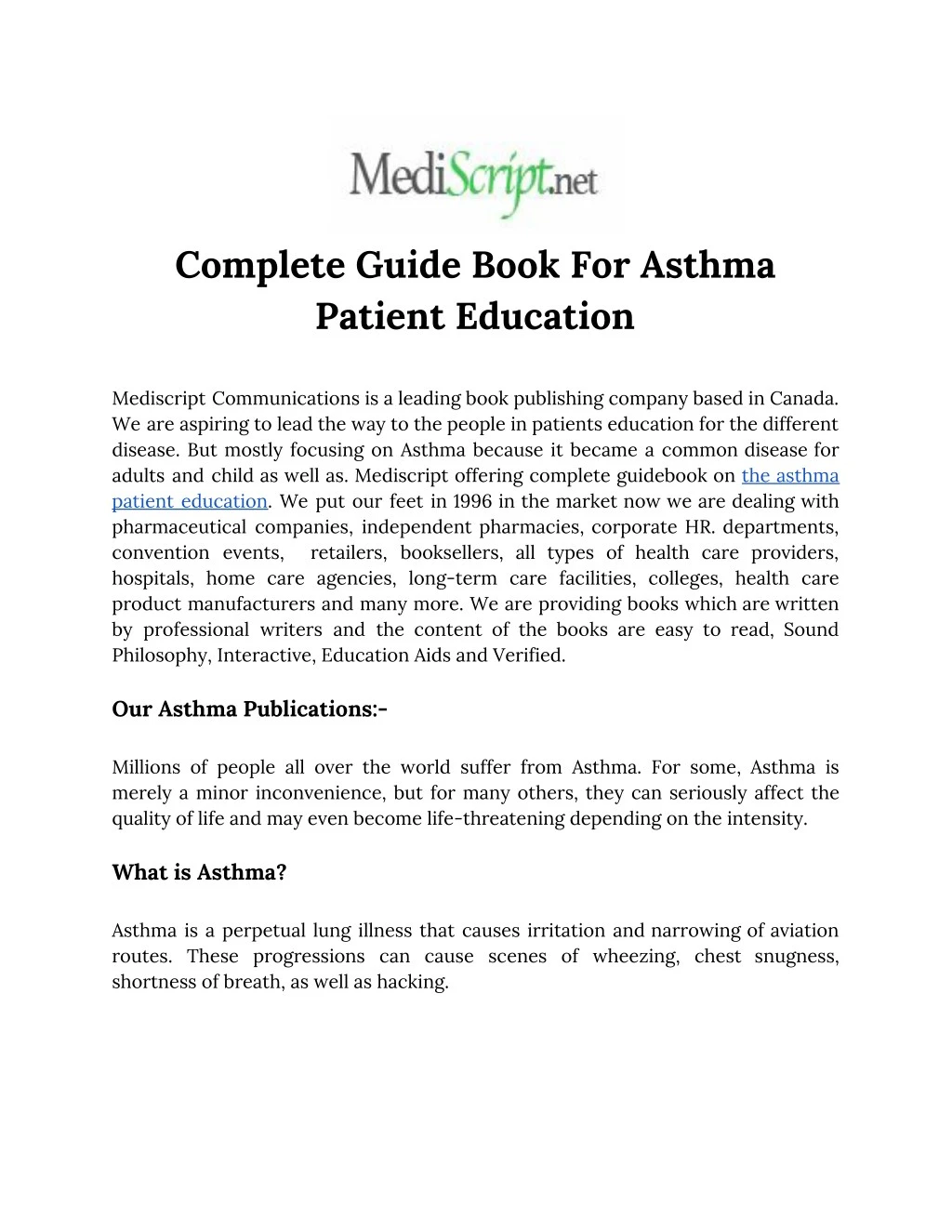 complete guide book for asthma patient education