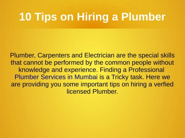 10 Tips for Hiring a Plumber