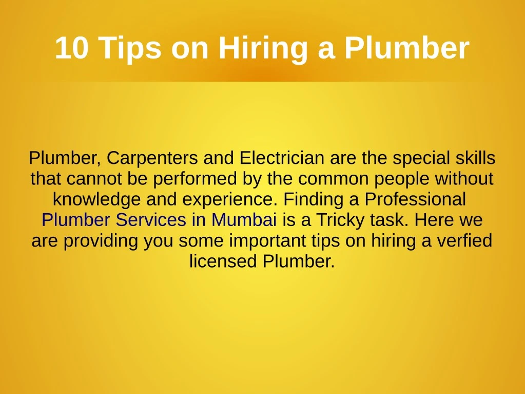 10 tips on hiring a plumber