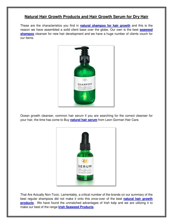 Natural Hair Growth Products and Hair Growth Serum for Dry Hair
